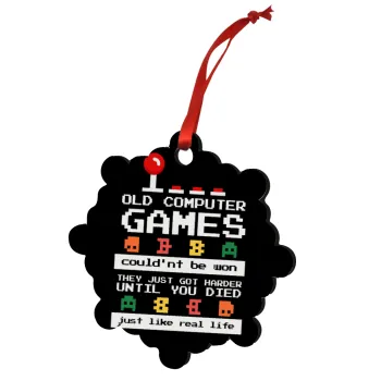 OLD computer games couldn't be won just like real life!, Christmas ornament snowflake wooden 7.5cm