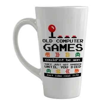 OLD computer games couldn't be won just like real life!, Κούπα κωνική Latte Μεγάλη, κεραμική, 450ml
