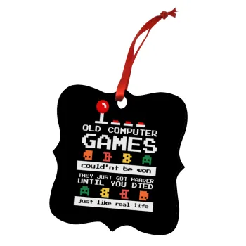 OLD computer games couldn't be won just like real life!, Στολίδι Χριστουγεννιάτικο στολίδι polygon ξύλινο 7.5cm