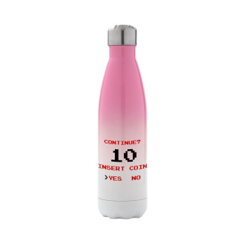 Continue? YES - NO, Metal mug thermos Pink/White (Stainless steel), double wall, 500ml