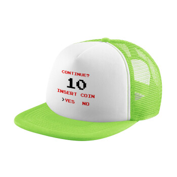 Continue? YES - NO, Καπέλο Soft Trucker με Δίχτυ Πράσινο/Λευκό