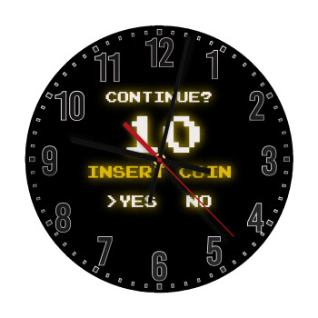 Continue? YES - NO, Ρολόι τοίχου ξύλινο (30cm)