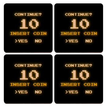 Continue? YES - NO, ΣΕΤ x4 Σουβέρ ξύλινα τετράγωνα plywood (9cm)