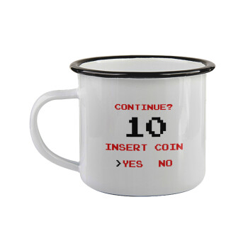 Continue? YES - NO, Κούπα εμαγιέ με μαύρο χείλος 360ml