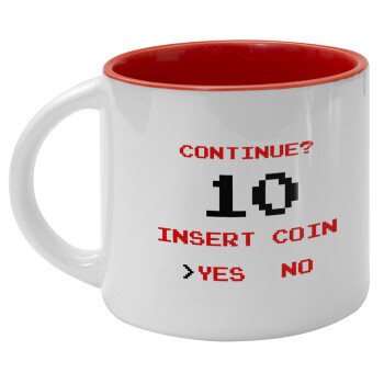Continue? YES - NO, Κούπα κεραμική 400ml Λευκή/Κόκκινη