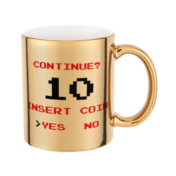 Continue? YES - NO, Mug ceramic, gold mirror, 330ml