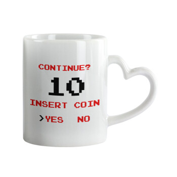 Continue? YES - NO, Mug heart handle, ceramic, 330ml