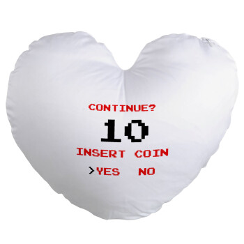 Continue? YES - NO, Μαξιλάρι καναπέ καρδιά 40x40cm περιέχεται το  γέμισμα
