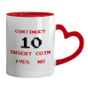 Mug heart red handle, ceramic, 330ml