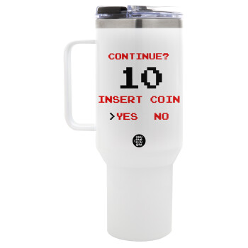 Continue? YES - NO, Mega Stainless steel Tumbler with lid, double wall 1,2L