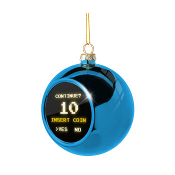 Continue? YES - NO, Χριστουγεννιάτικη μπάλα δένδρου Μπλε 8cm