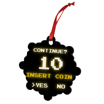 Continue? YES - NO, Christmas ornament snowflake wooden 7.5cm