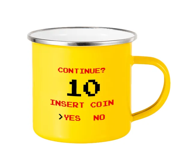 Continue? YES - NO — Yellow Enamel Metallic Cup 360ml