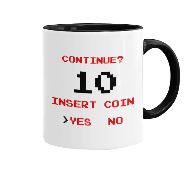 Continue? YES - NO — Κούπα χρωματιστή μαύρη, κεραμική, 330ml