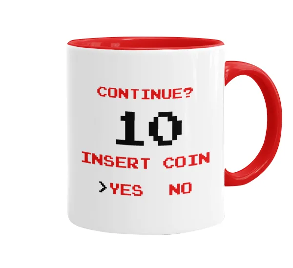 Continue? YES - NO — Mug colored red, ceramic, 330ml