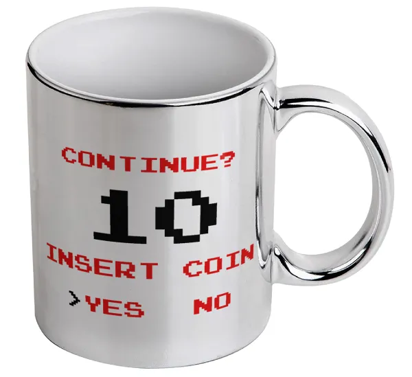 Continue? YES - NO — Mug ceramic, silver mirror, 330ml