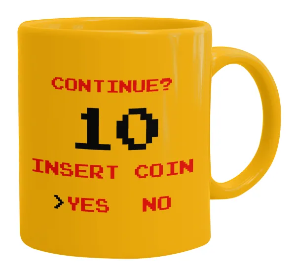Continue? YES - NO — Ceramic coffee mug yellow, 330ml
