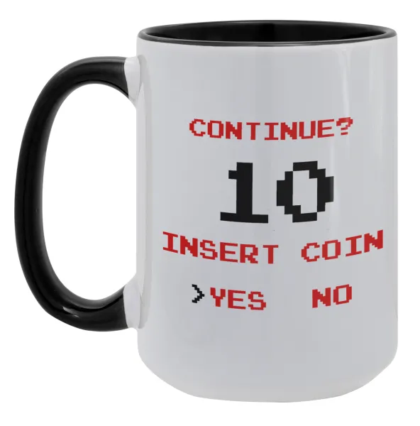Continue? YES - NO — Mega mug 15oz, black ceramic, 450ml