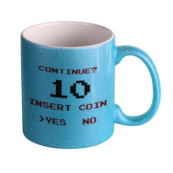 Continue? YES - NO, Κούπα Σιέλ Glitter που γυαλίζει, κεραμική, 330ml