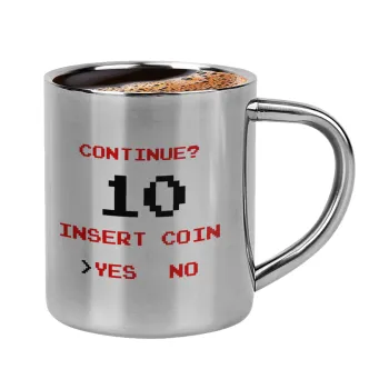 Continue? YES - NO, Double-wall metal cup for espresso (220ml)