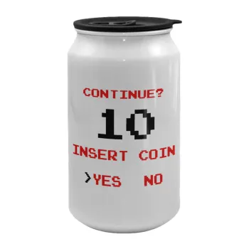 Continue? YES - NO, Κούπα ταξιδιού μεταλλική με καπάκι (tin-can) 500ml