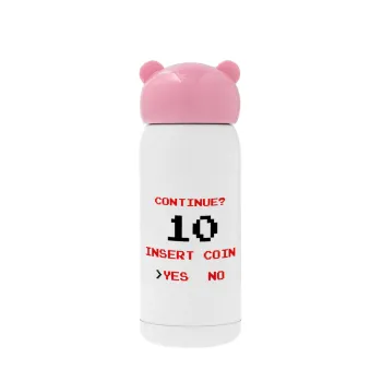 Continue? YES - NO, Pink stainless steel thermal flask, 320ml