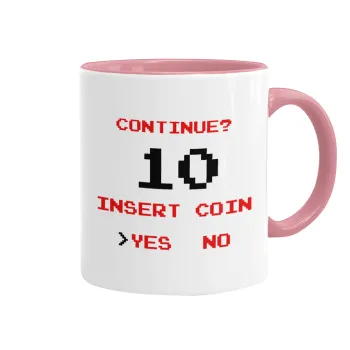 Continue? YES - NO, Mug colored pink, ceramic, 330ml