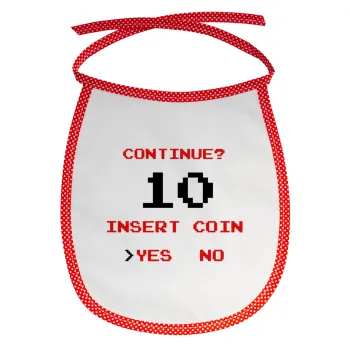 Continue? YES - NO, Σαλιάρα μωρού αλέκιαστη με κορδόνι Κόκκινη