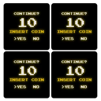 Continue? YES - NO, ΣΕΤ 4 Σουβέρ ξύλινα τετράγωνα (9cm)