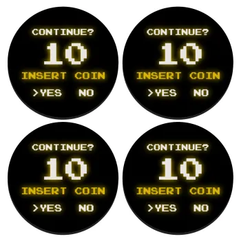 Continue? YES - NO, SET of 4 round wooden coasters (9cm)
