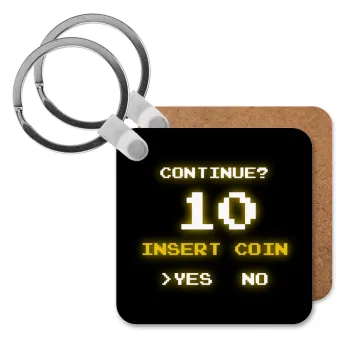 Continue? YES - NO, Μπρελόκ Ξύλινο τετράγωνο MDF