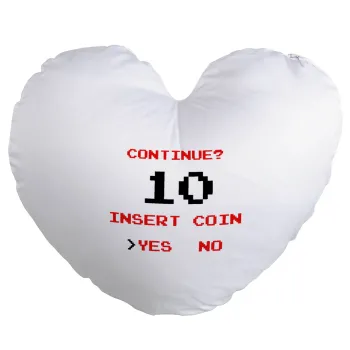 Continue? YES - NO, Μαξιλάρι καναπέ καρδιά 40x40cm περιέχεται το  γέμισμα