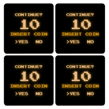 Continue? YES - NO, ΣΕΤ x4 Σουβέρ ξύλινα τετράγωνα plywood (9cm)