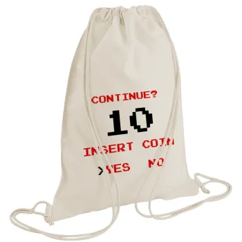 Continue? YES - NO, Τσάντα πλάτης πουγκί GYMBAG natural (28x40cm)