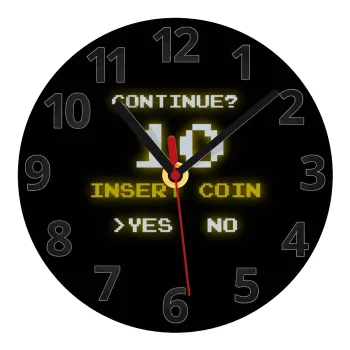 Continue? YES - NO, Ρολόι τοίχου γυάλινο (20cm)