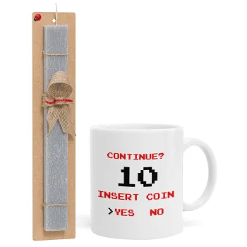 Continue? YES - NO, Easter Set, Ceramic Cup (330ml) & Easter aromatic flat candle (30cm) (GRAY)