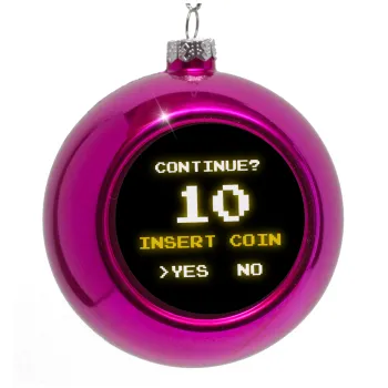 Continue? YES - NO, Στολίδι Χριστουγεννιάτικη μπάλα δένδρου Μωβ 8cm