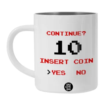 Continue? YES - NO, BIG Mug Stainless steel double wall (450ml, White)