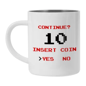 Continue? YES - NO, Mug Stainless steel double wall 300ml