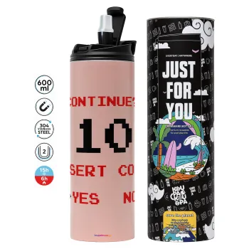 Continue? YES - NO, Tumbler stainless steel PINK 600ml