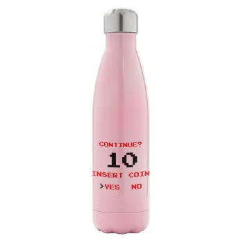 Continue? YES - NO, Metal mug thermos Pink Iridiscent (Stainless steel), double wall, 500ml