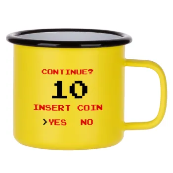 Continue? YES - NO, Κούπα Μεταλλική εμαγιέ ΜΑΤ Κίτρινη 360ml
