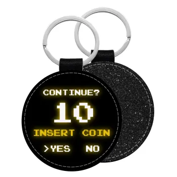 Continue? YES - NO, Μπρελόκ Δερματίνη, στρογγυλό ΜΑΥΡΟ (5cm)