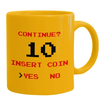 Continue? YES - NO, Κούπα, κεραμική κίτρινη, 330ml