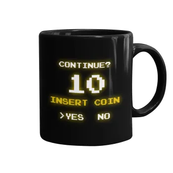 Continue? YES - NO, Κούπα Μαύρη, κεραμική, 330ml