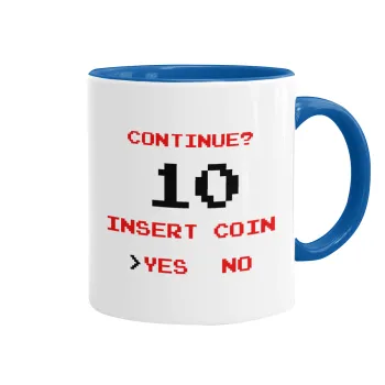 Continue? YES - NO, Mug colored blue, ceramic, 330ml