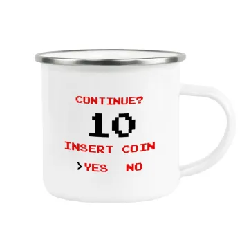 Continue? YES - NO, Κούπα Μεταλλική εμαγιέ λευκη 360ml