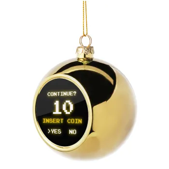 Continue? YES - NO, Golden Christmas tree ball ornament 8cm