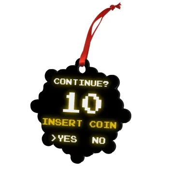 Continue? YES - NO, Christmas ornament snowflake wooden 7.5cm