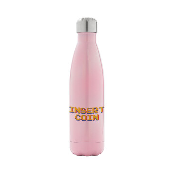 Insert coin!!!, Metal mug thermos Pink Iridiscent (Stainless steel), double wall, 500ml